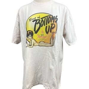 Vintage LAS VEGAS T-Shirt Mens (XL) Flamingo Pinup Bottoms Up Skate Stripper Y2K